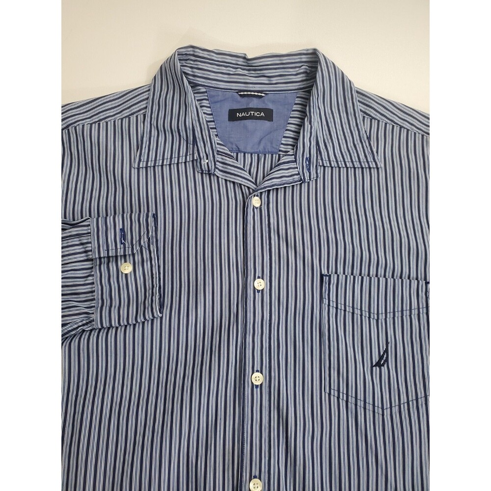 Nautica Men's Long Sleeve Striped Button Up‎ Shirt, XL
